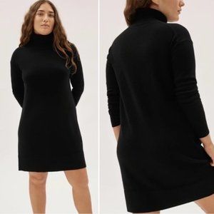 EVERLANE The Cashmere Turtleneck Dress Black Long Sleeve Knee Length Medium NWT